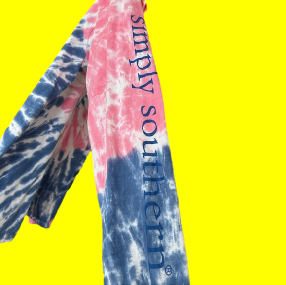 Simply Southern Size Medium Tie Dye Long Sleeve Preppy Sorority Turtle Vacation - Picture 4 of 8